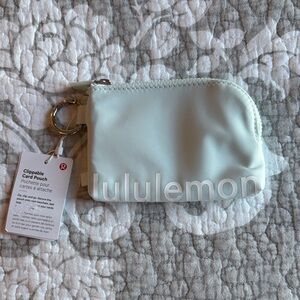 Lululemon Clippable Card Pouch ~ Color Mint Breeze / White ~ NWT